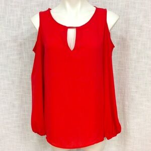 Rose & Olive Red Small Cold Shoulder Top